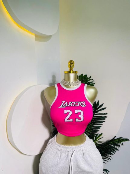 Lakers Graphics Crop Tank - Hot Pink